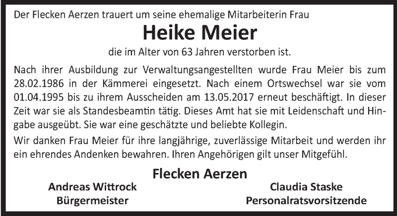  Traueranzeige für Heike Meier vom 12.01.2021 aus Deister- und Weserzeitung