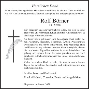 Traueranzeige von Rolf Börner von Deister- und Weserzeitung