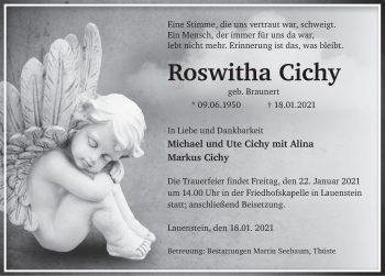 Traueranzeige von Roswitha Cichy von Deister- und Weserzeitung