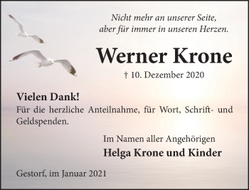 Traueranzeige von Werner Krone von Neue Deister-Zeitung