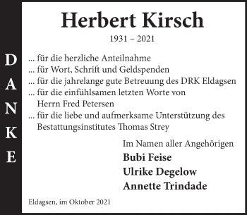 Traueranzeige von Herbert Kirsch von Neue Deister-Zeitung