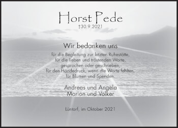 Traueranzeige von Horst Pede von Deister- und Weserzeitung