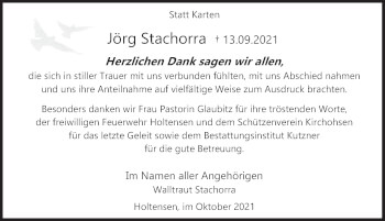 Traueranzeige von Jörg Stachorra von Deister- und Weserzeitung