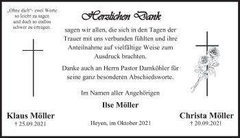 Traueranzeige von Klaus Möller von Deister- und Weserzeitung