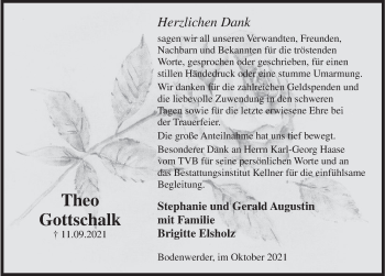 Traueranzeige von Theo Gottschalk von Deister- und Weserzeitung