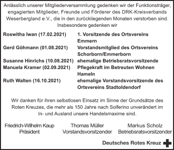 Traueranzeige von Gerd Göhmann von Deister- und Weserzeitung