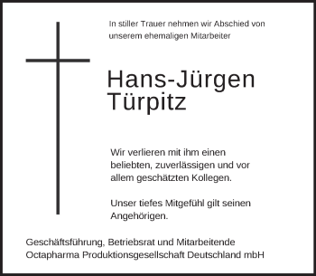 Traueranzeige von Hans-Jürgen Türpitz von Neue Deister-Zeitung