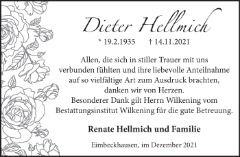 Traueranzeige von Dieter Hellmich von Neue Deister-Zeitung