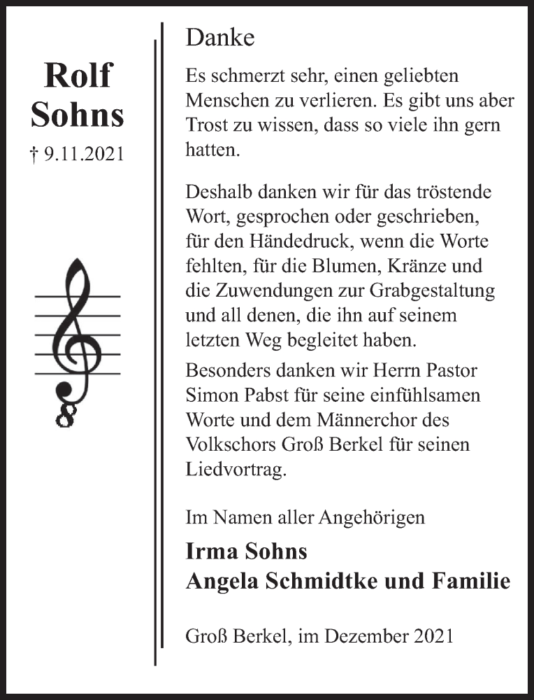  Traueranzeige für Irma Sohns vom 04.12.2021 aus Deister- und Weserzeitung