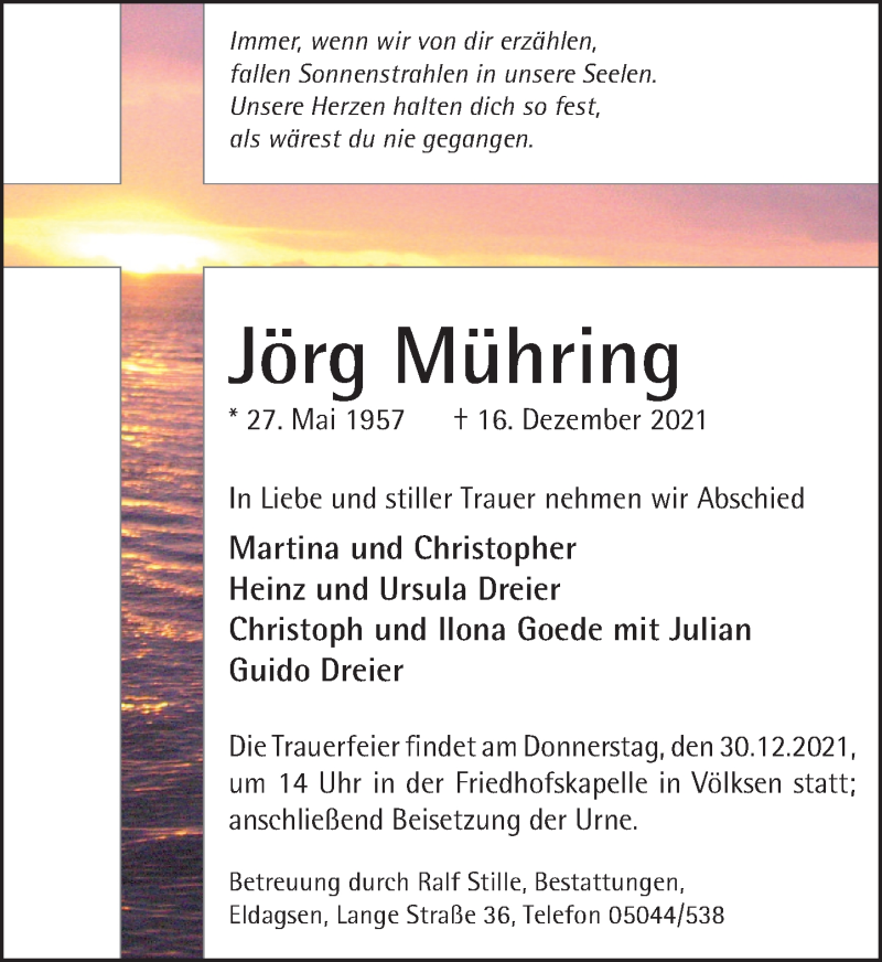  Traueranzeige für Jörg Mühring vom 28.12.2021 aus Neue Deister-Zeitung
