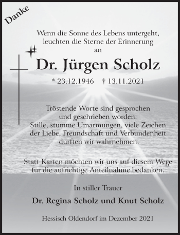 Traueranzeige von Jürgen Scholz von Deister- und Weserzeitung