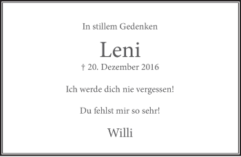 Traueranzeige von Leni  von Deister- und Weserzeitung