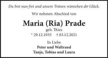 Traueranzeige von Maria Prade von Neue Deister-Zeitung