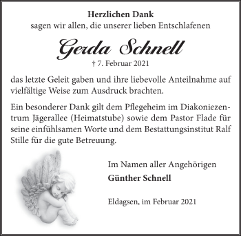 Traueranzeige von Gerda Schnell von Neue Deister-Zeitung