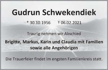 Traueranzeige von Gudrun Schwekendiek von Deister- und Weserzeitung