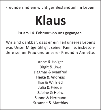 Traueranzeige von Klaus Diekmann von Deister- und Weserzeitung