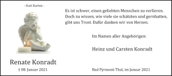 Traueranzeige von Renate Konradt von Deister- und Weserzeitung