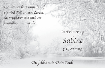 Traueranzeige von Sabine  von Deister- und Weserzeitung