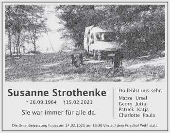 Traueranzeige von Susanne Strothenke von Deister- und Weserzeitung