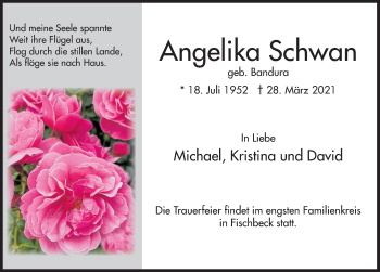 Traueranzeige von Angelika Schwan von Deister- und Weserzeitung
