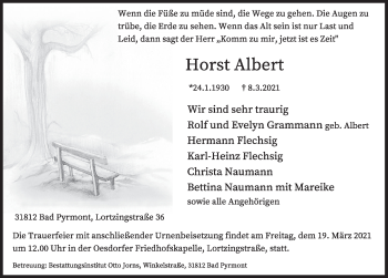 Traueranzeige von Horst Albert von Deister- und Weserzeitung