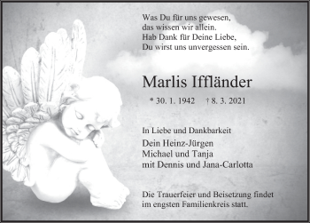 Traueranzeige von Marlis Iffländer von Deister- und Weserzeitung