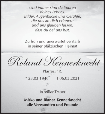 Traueranzeige von Roland Kennerknecht von Deister- und Weserzeitung