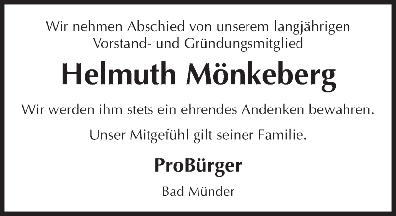  Traueranzeige für Helmuth Mönkeberg vom 17.04.2021 aus Neue Deister-Zeitung