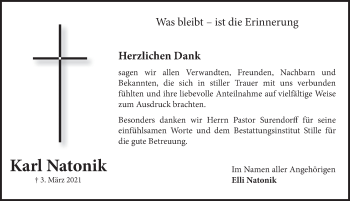 Traueranzeige von Karl Natonik von Neue Deister-Zeitung