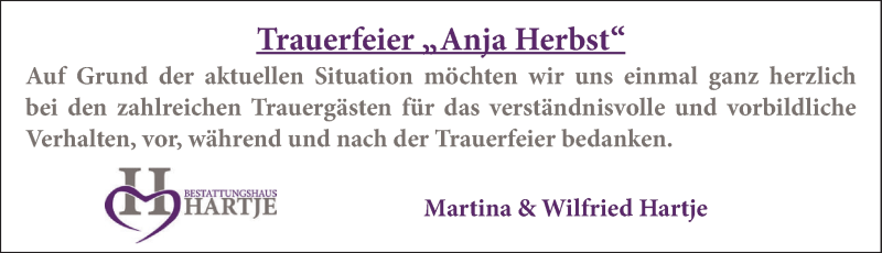  Traueranzeige für Anja Herbst vom 08.05.2021 aus Neue Deister-Zeitung