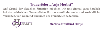 Traueranzeige von Anja Herbst von Neue Deister-Zeitung