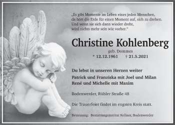 Traueranzeige von Christine Kohlenberg von Deister- und Weserzeitung