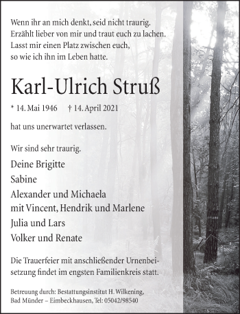 Traueranzeige von Karl-Ulrich Struß von Neue Deister-Zeitung