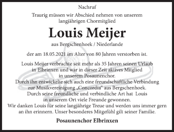 Traueranzeige von Louis Meijer von Deister- und Weserzeitung