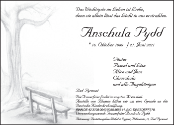 Traueranzeige von Anschula Pydd von Deister- und Weserzeitung