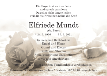 Traueranzeige von Elfriede Mundt von Neue Deister-Zeitung