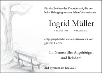 Traueranzeige von Ingrid Müller von Deister- und Weserzeitung
