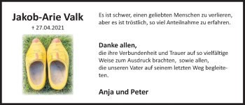 Traueranzeige von Jakob-Arie Valk von Deister- und Weserzeitung
