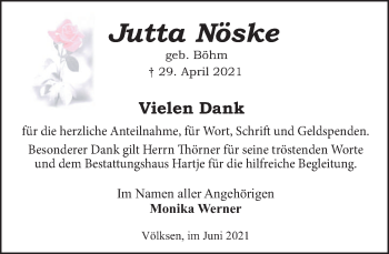 Traueranzeige von Jutta Nöske von Neue Deister-Zeitung