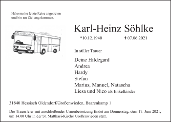 Traueranzeige von Karl-Heinz Söhlke von Deister- und Weserzeitung