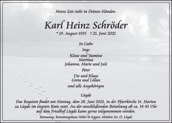 Traueranzeige von Karl Heinz Schröder von Deister- und Weserzeitung