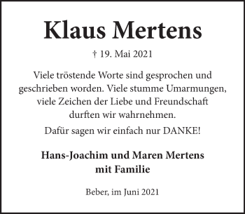 Traueranzeige von Klaus Mertens von Neue Deister-Zeitung