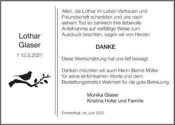 Traueranzeige von Lothar Glaser von Deister- und Weserzeitung