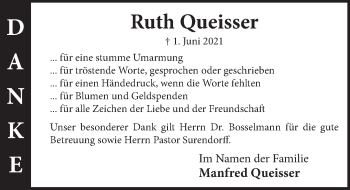 Traueranzeige von Ruth Queisser von Neue Deister-Zeitung