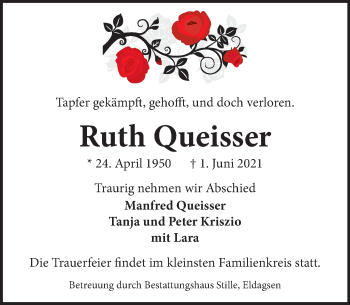 Traueranzeige von Ruth Queisser von Neue Deister-Zeitung