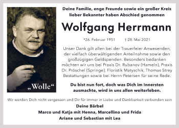 Traueranzeige von Wolfgang Herrmann von Neue Deister-Zeitung