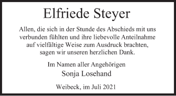 Traueranzeige von Elfriede Steyer von Deister- und Weserzeitung