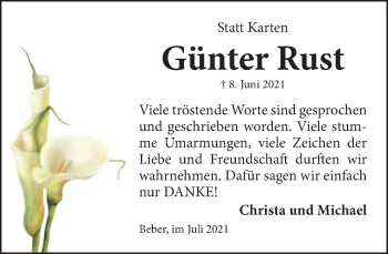Traueranzeige von Günter Rust von Neue Deister-Zeitung