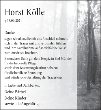 Traueranzeige von Horst Kölle von Neue Deister-Zeitung