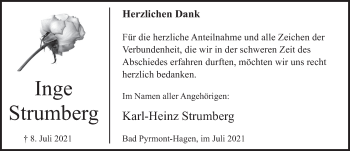 Traueranzeige von Inge Strumberg von Deister- und Weserzeitung